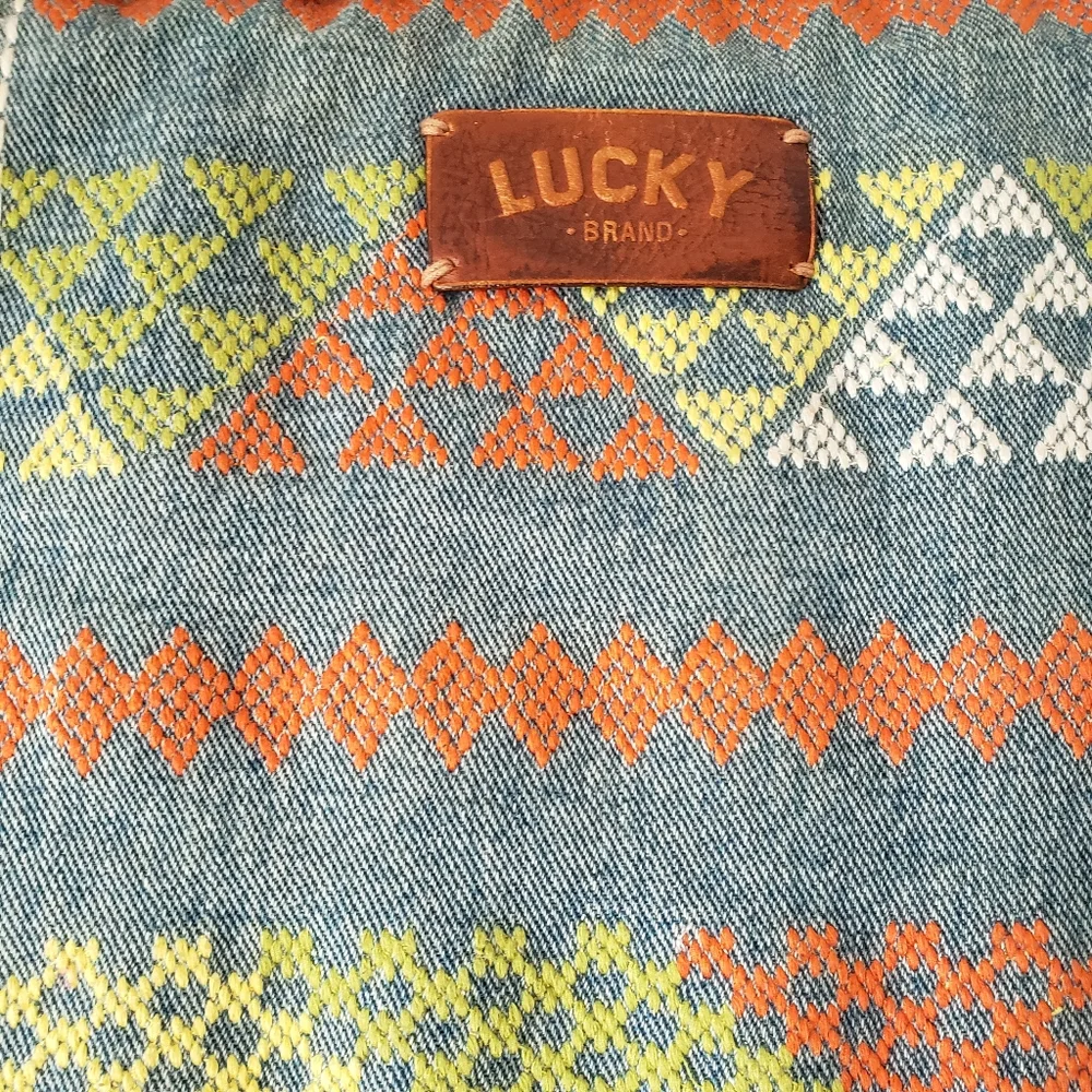 Vintage Lucky Brand Denim Embroidered Laptop Bag